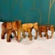 Handcrafted Wood Elephant Figurine Set